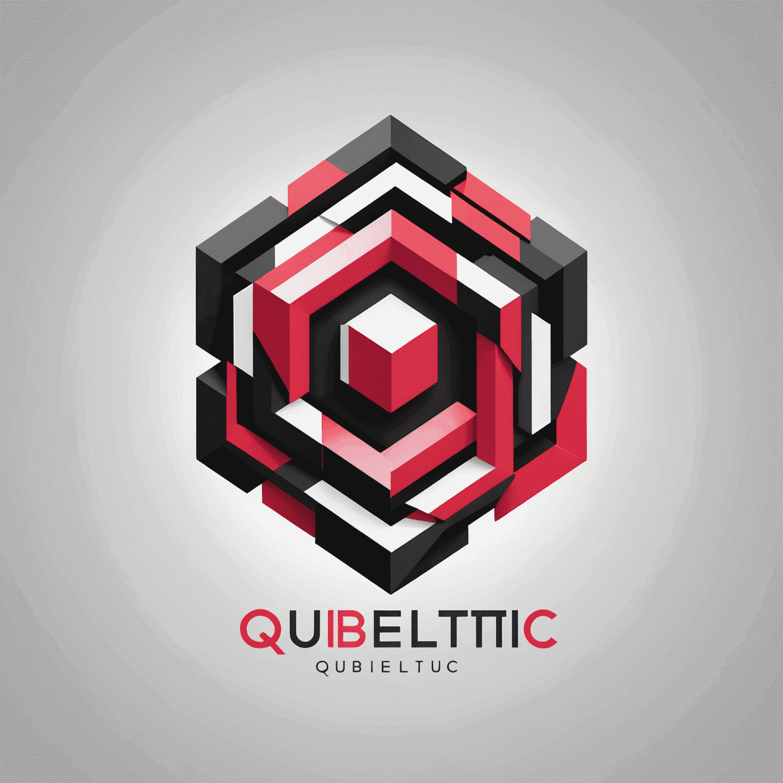 qubeiltic logo featuring a modern, abstract design with red and pink elements