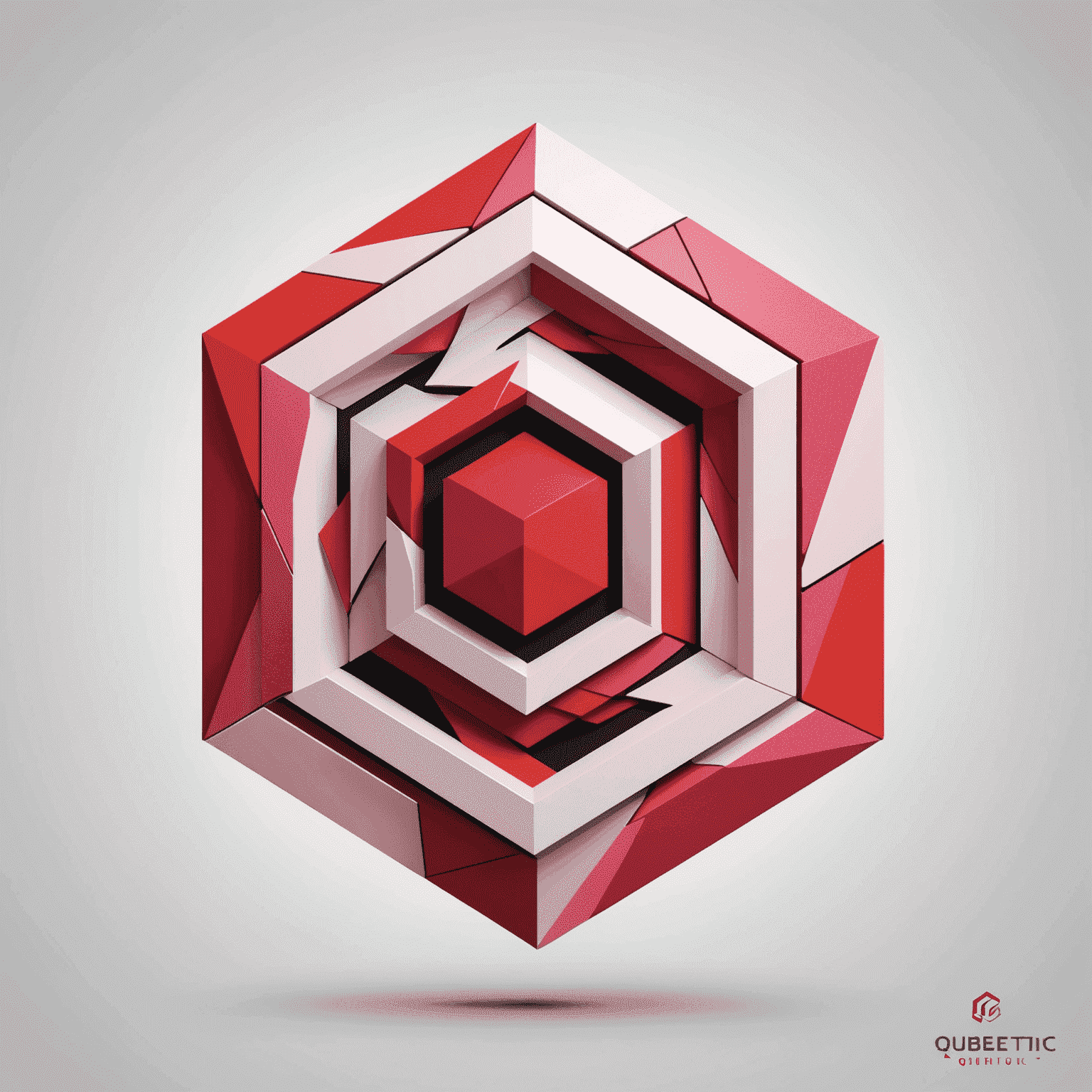 qubeiltic logo featuring a modern, abstract design with red and pink elements