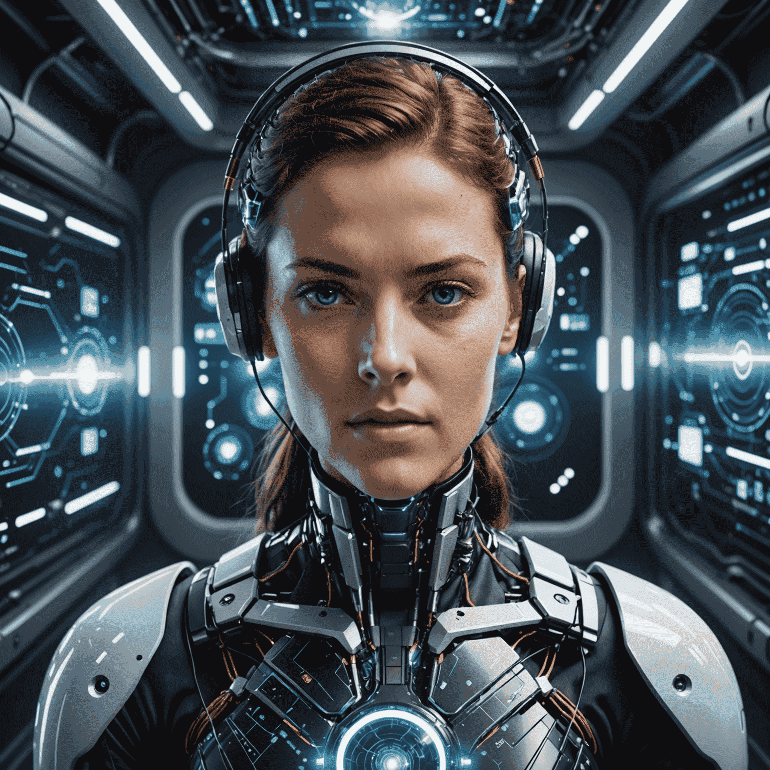 A futuristic image showcasing various cutting-edge technologies, including quantum computers, AI interfaces, and advanced qubetics systems, representing the latest trends in technology