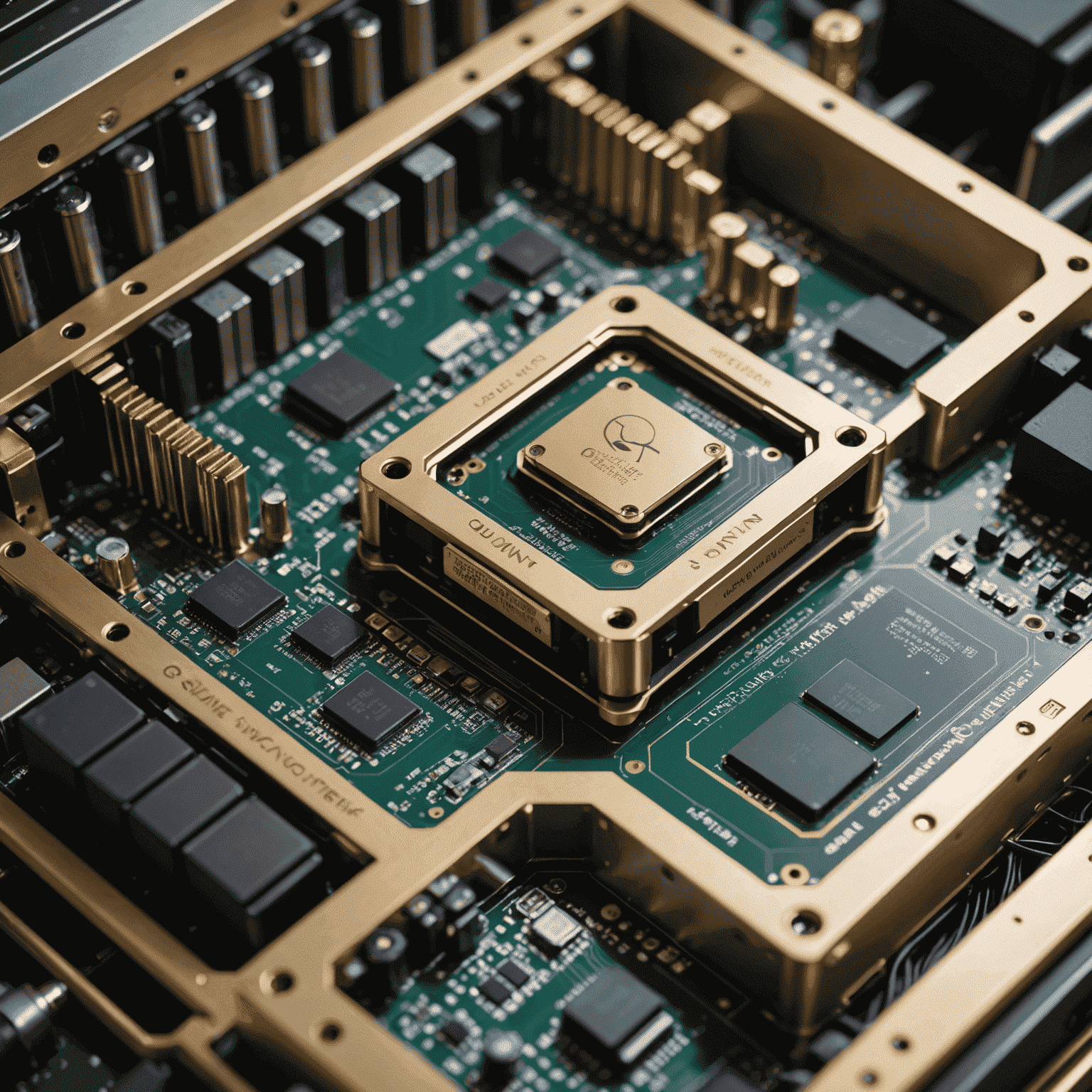 An image of quantum hardware being integrated into existing computer systems, showing the seamless connection between quantum and classical computing infrastructure