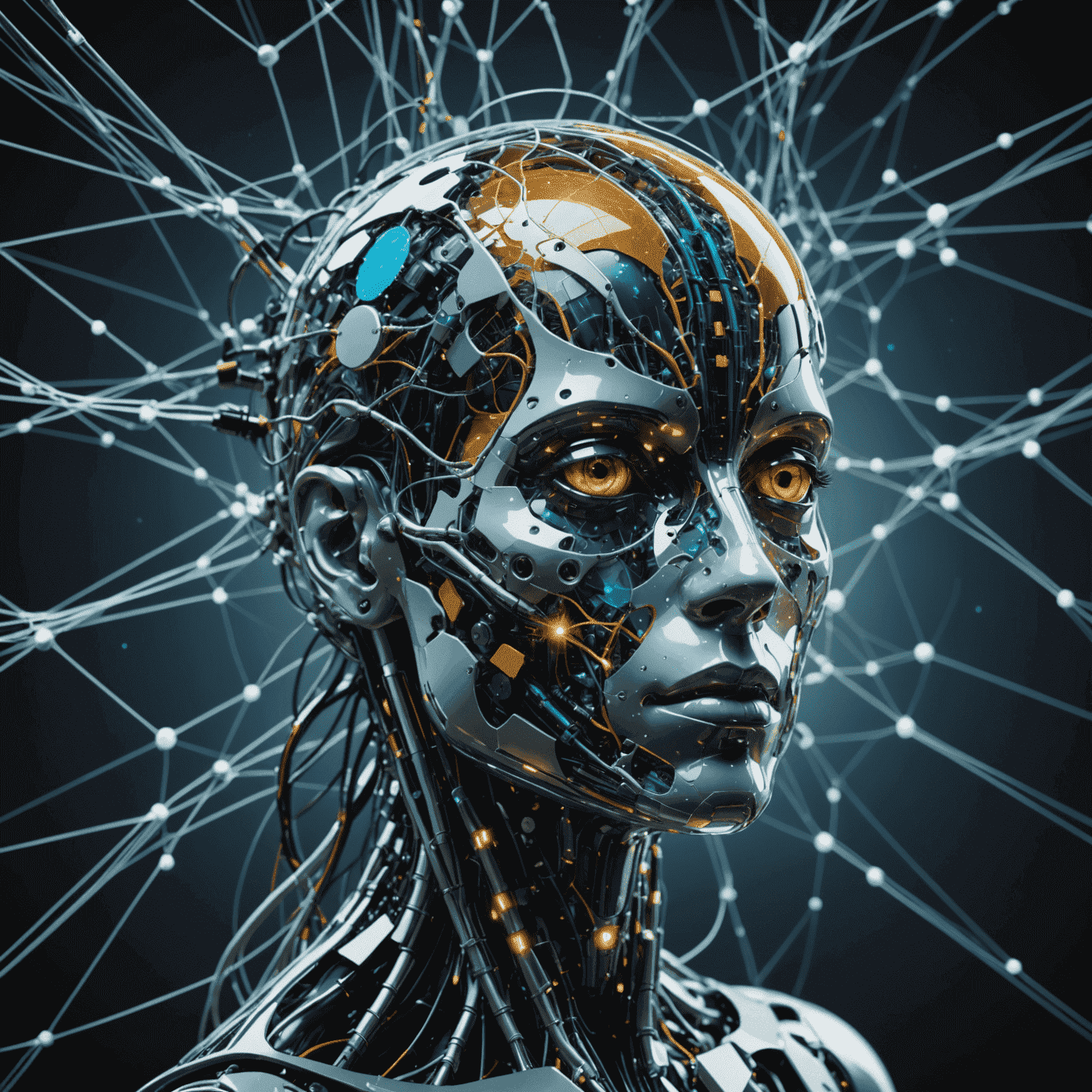 A futuristic representation of quantum-enhanced neural networks and data patterns